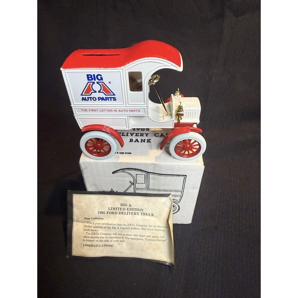 Big A Auto Parts 1905 Ford Delivery Car Diecast Metal Coin Bank ERTL Limited Ed